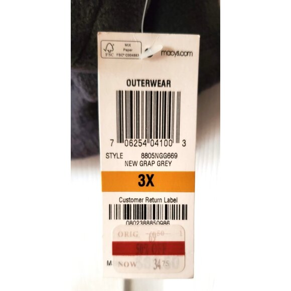 STYLE & CO WOMAN SPORT FLEECE AND QUILTED GRAY JACKET SIZE 3X NWT - Picture 2 of 8